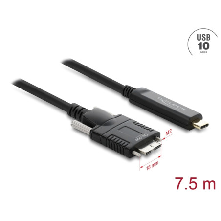 Delock Aktives Optisches Kabel USB 10 Gbps USB Type-C™ Stecker zu Typ Micro-B Stecker mit Schrauben 7,5 m