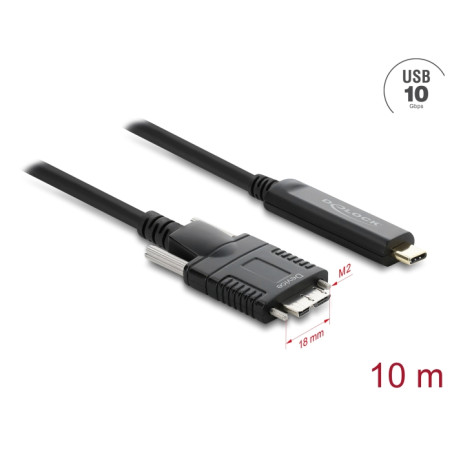 Delock Aktives Optisches Kabel USB 10 Gbps USB Type-C™ Stecker zu Typ Micro-B Stecker mit Schrauben 10 m