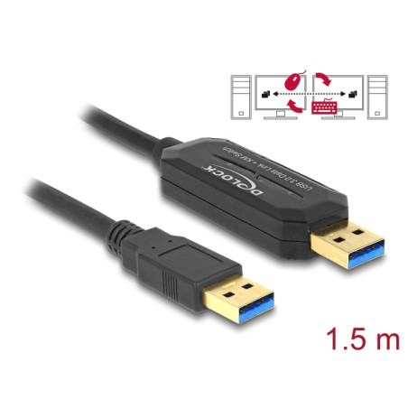 Delock USB 5 Gbps Data Link Kabel + KM Switch Typ-A zu Typ-A 1,5 m