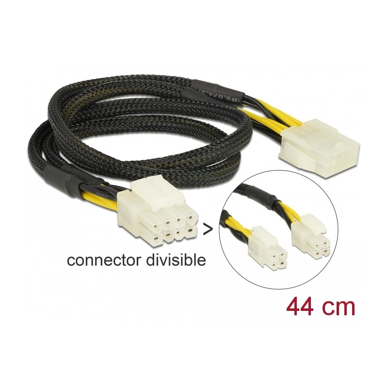 Delock Verlängerungskabel Stromversorgung 8 Pin EPS Stecker (2 x 4 Pin) - 8 Pin EPS Buchse 44 cm