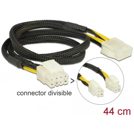 Delock Verlängerungskabel Stromversorgung 8 Pin EPS Stecker (2 x 4 Pin) - 8 Pin EPS Buchse 44 cm