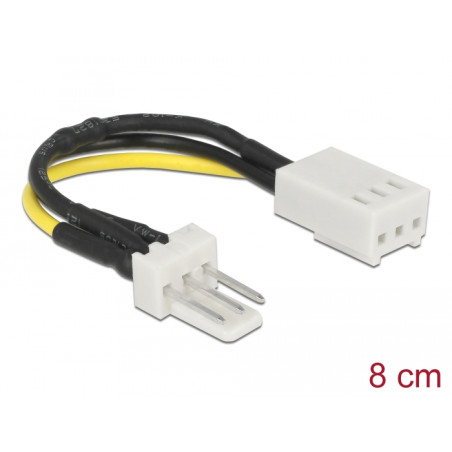 Delock Stromkabel 3 Pin Stecker - 3 Pin Buchse (Lüfter) 8 cm - Drehzahlreduzierung