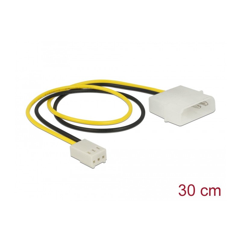 Delock Stromkabel 2 Pin Stecker - 3 Pin Buchse (Lüfter) 30 cm
