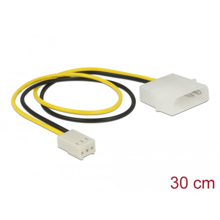 Delock Stromkabel 2 Pin Stecker - 3 Pin Buchse (Lüfter) 30 cm
