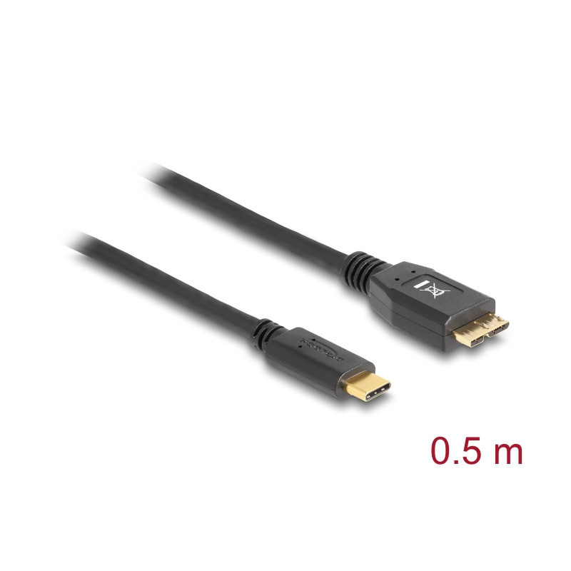 Delock USB 10 Gbps Kabel USB Type-C™ Stecker zu USB Typ Micro-B Stecker 0,5 m