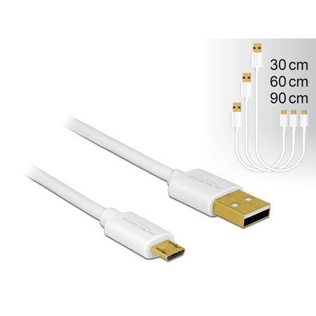 Delock Daten- und Schnellladekabel USB 2.0 Typ-A Stecker - USB 2.0 Typ Micro-B Stecker 3 Stück Set weiß