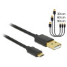 Delock Daten- und Schnellladekabel USB 2.0 Typ-A Stecker - USB 2.0 Typ Micro-B Stecker 3 Stück Set schwarz