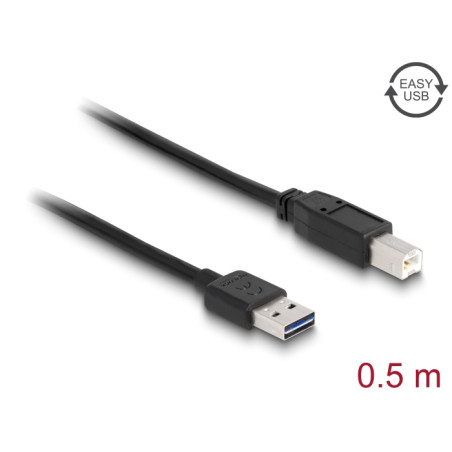Delock Kabel EASY-USB 2.0 Typ-A Stecker - USB 2.0 Typ-B Stecker 0,5 m schwarz