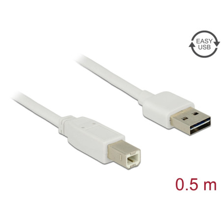 Delock Kabel EASY-USB 2.0 Typ-A Stecker - USB 2.0 Typ-B Stecker 0,5 m weiß