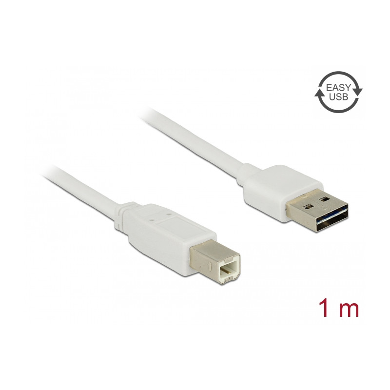 Delock Kabel EASY-USB 2.0 Typ-A Stecker - USB 2.0 Typ-B Stecker 1 m weiß
