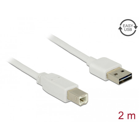 Delock Kabel EASY-USB 2.0 Typ-A Stecker - USB 2.0 Typ-B Stecker 2 m weiß