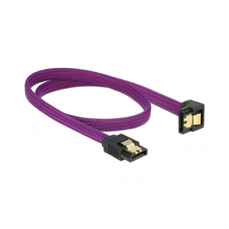 Delock SATA 6 Gb/s Kabel gerade auf unten gewinkelt 50 cm violett