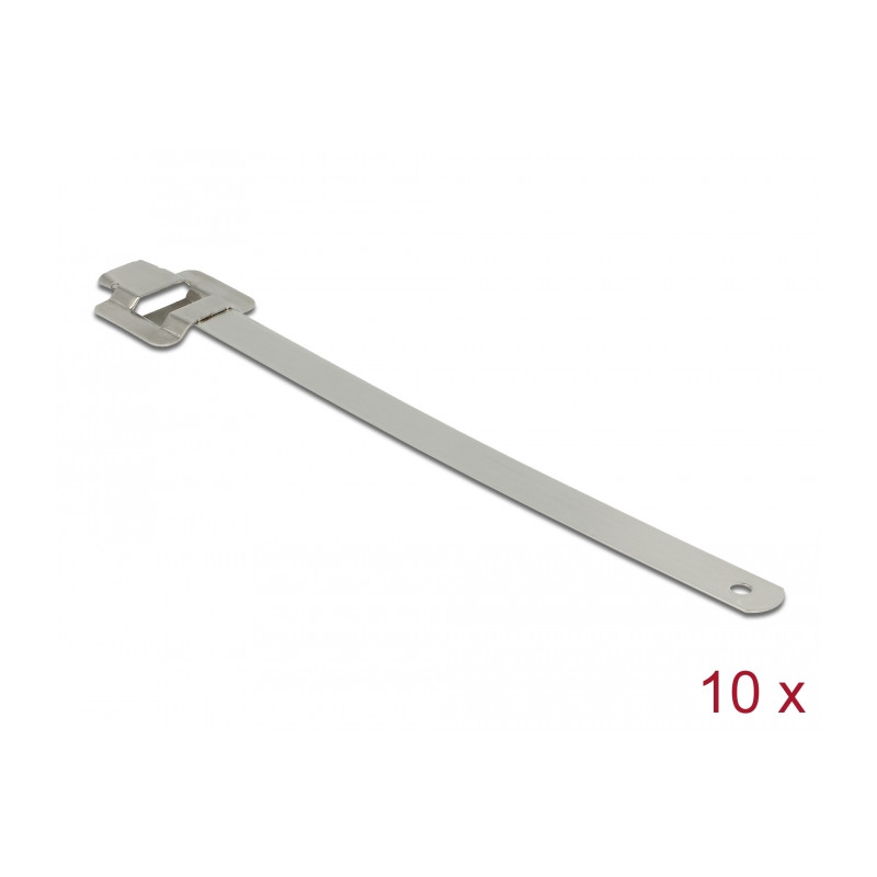 Delock Edelstahlkabelbinder wiederverwendbar mit Faltverschluss L 600 x B 10 mm 10 Stück
