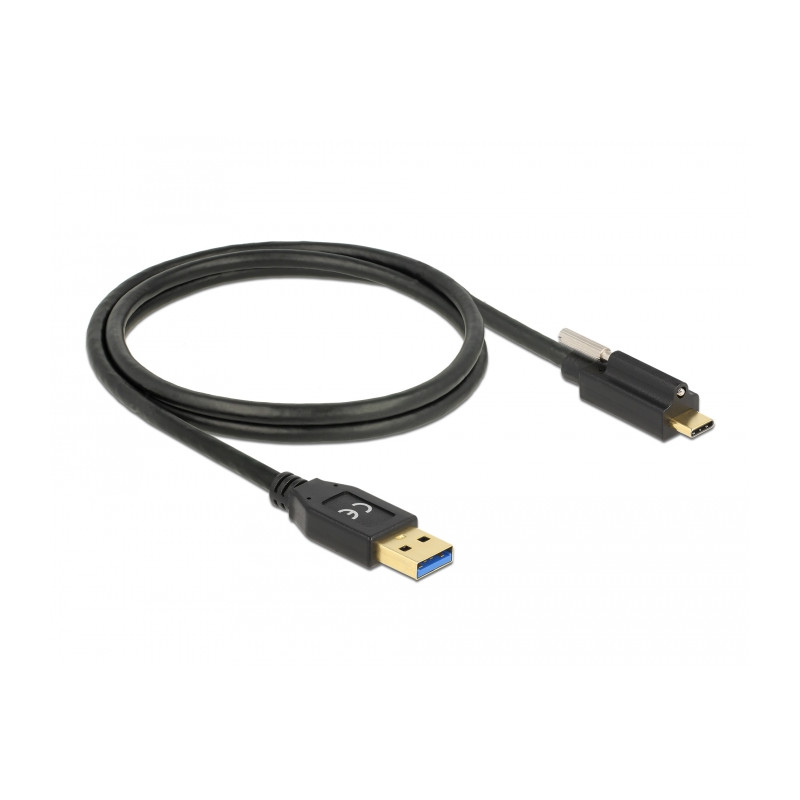 Delock USB 10 Gbps Kabel Typ-A Stecker zu USB Type-C™ Stecker mit Schraube oben 1 m
