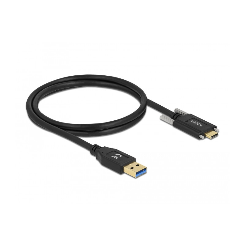 Delock USB 10 Gbps Kabel Typ-A Stecker zu USB Type-C™ Stecker mit Schrauben seitlich 1 m