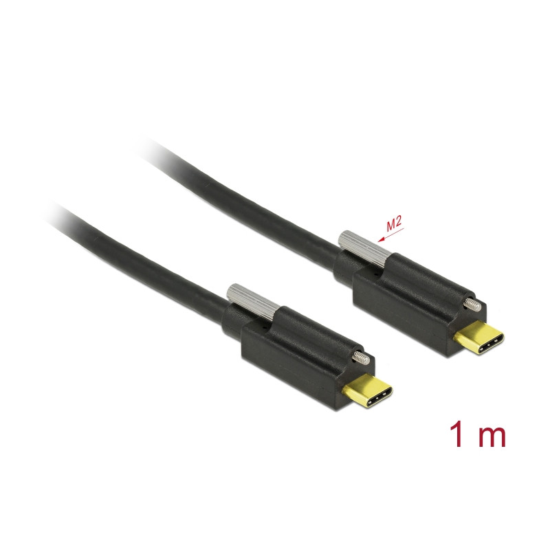 Delock USB 10 Gbps Kabel USB Type-C™ Stecker zu USB Type-C™ Stecker mit Schraube oben 1 m schwarz