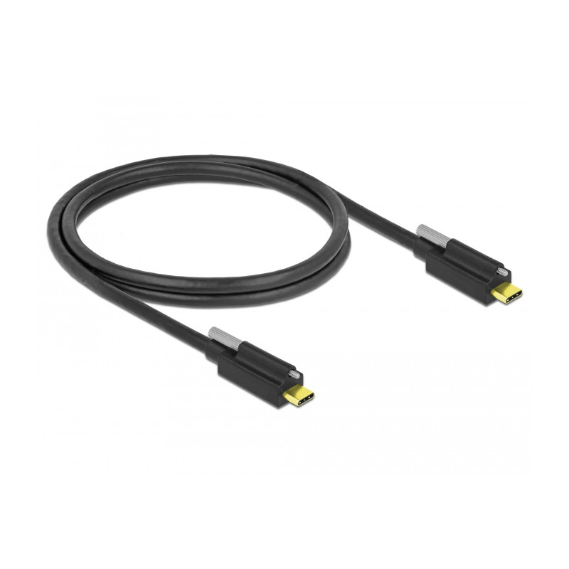 Delock USB 10 Gbps Kabel USB Type-C™ Stecker zu USB Type-C™ Stecker mit Schraube oben 1 m schwarz
