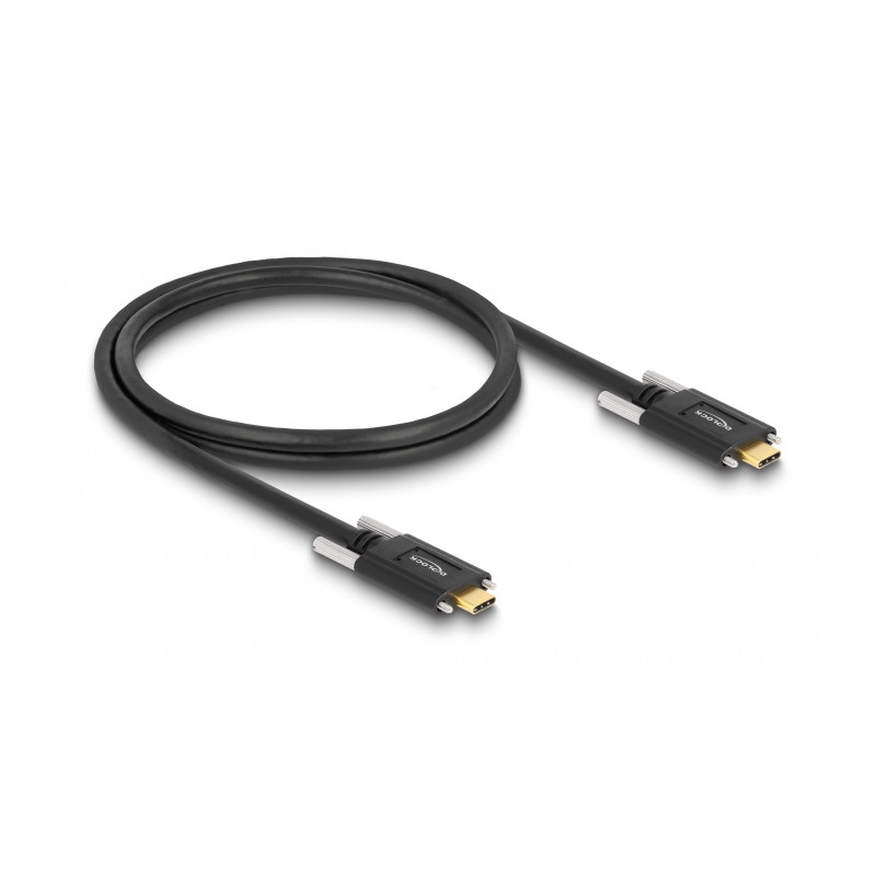 Delock USB 10 Gbps Kabel USB Type-C™ Stecker zu USB Type-C™ Stecker mit Schrauben seitlich 1 m schwarz