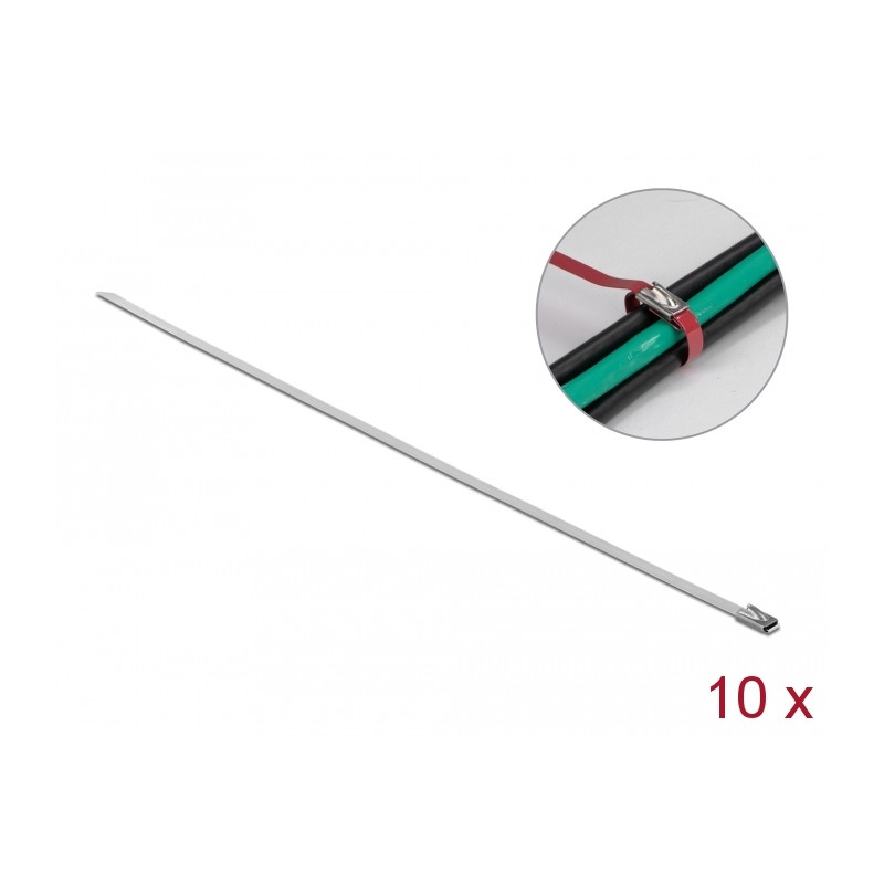 Delock Edelstahlkabelbinder L 500 x B 4,6 mm 10 Stück