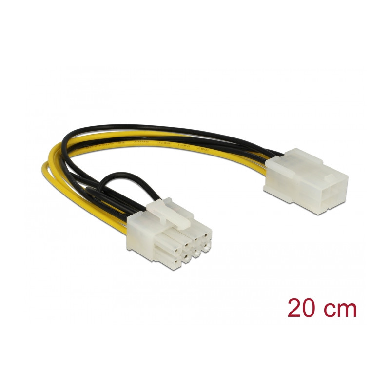Delock Stromkabel PCI Express 6 Pin Buchse - PCI Express 8 Pin Stecker 20 cm