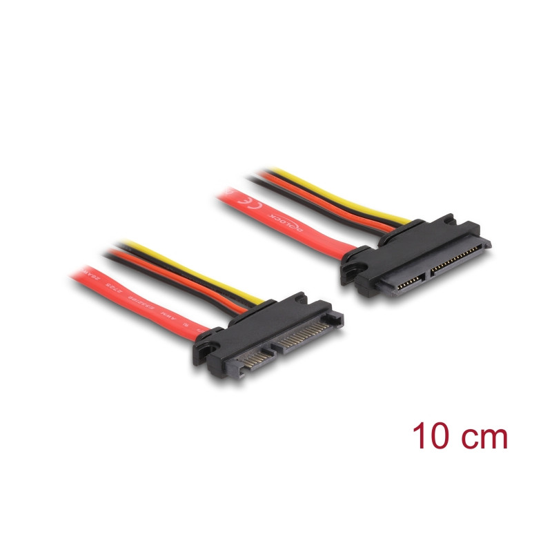 Delock Verlängerungskabel SATA 6 Gb/s 22 Pin Stecker - SATA 22 Pin Buchse (5 V + 12 V) 10 cm