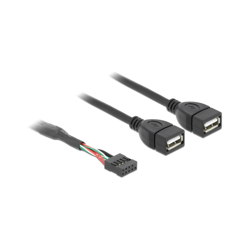 Delock USB Kabel Pin Header Buchse - 2 x USB 2.0 Typ-A Buchse 40 cm