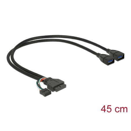 Delock Kabel USB 3.0 Pfostenbuchse + USB 2.0 Pfostenbuchse - 2 x USB 3.0 A Buchse 45 cm
