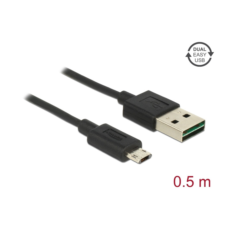Delock Kabel EASY-USB 2.0 Typ-A Stecker - EASY-USB 2.0 Typ Micro-B Stecker 0,5 m schwarz