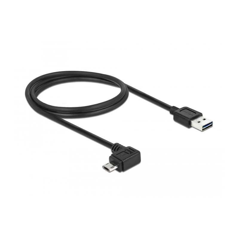 Delock Kabel EASY-USB 2.0 Typ-A Stecker - EASY-USB 2.0 Typ Micro-B Stecker gewinkelt links / rechts 1 m schwarz
