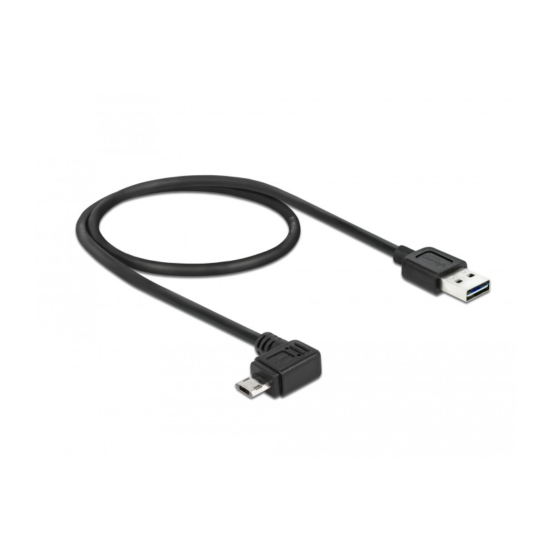 Delock Kabel EASY-USB 2.0 Typ-A Stecker - EASY-USB 2.0 Typ Micro-B Stecker gewinkelt links / rechts 0,5 m schwarz