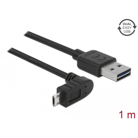 Delock Kabel EASY-USB 2.0 Typ-A Stecker - EASY-USB 2.0 Typ Micro-B Stecker gewinkelt oben / unten 1 m schwarz