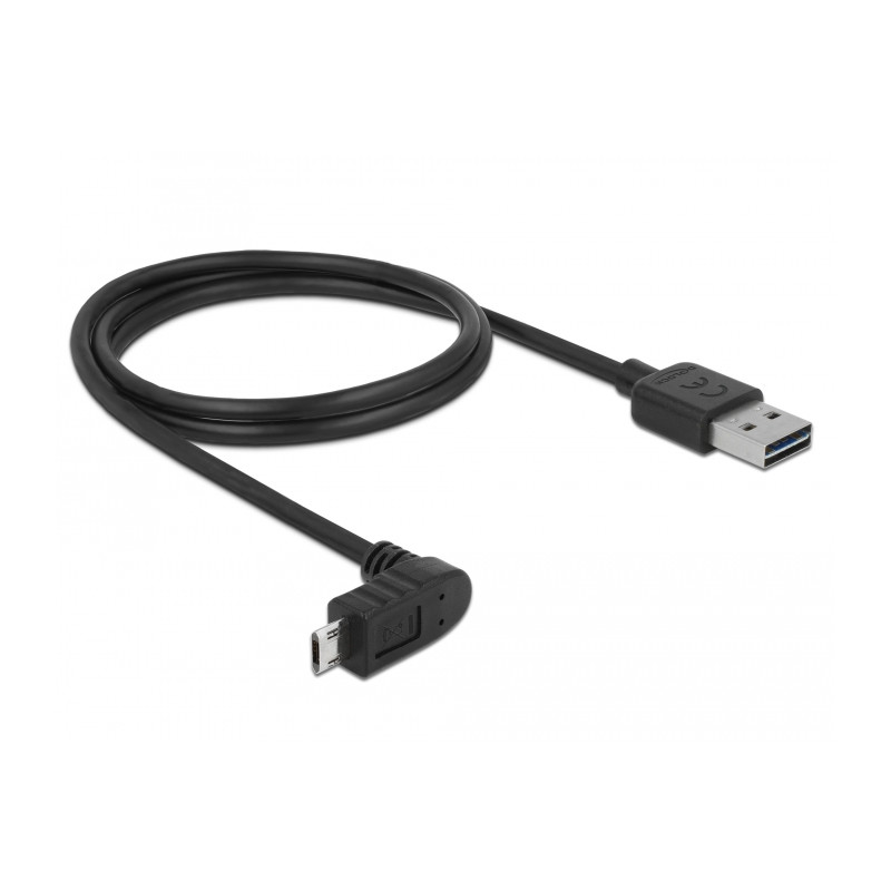 Delock Kabel EASY-USB 2.0 Typ-A Stecker - EASY-USB 2.0 Typ Micro-B Stecker gewinkelt oben / unten 1 m schwarz
