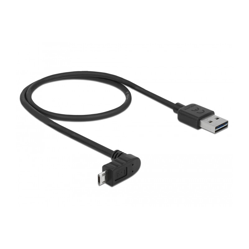 Delock Kabel EASY-USB 2.0 Typ-A Stecker - EASY-USB 2.0 Typ Micro-B Stecker gewinkelt oben / unten 0,5 m schwarz