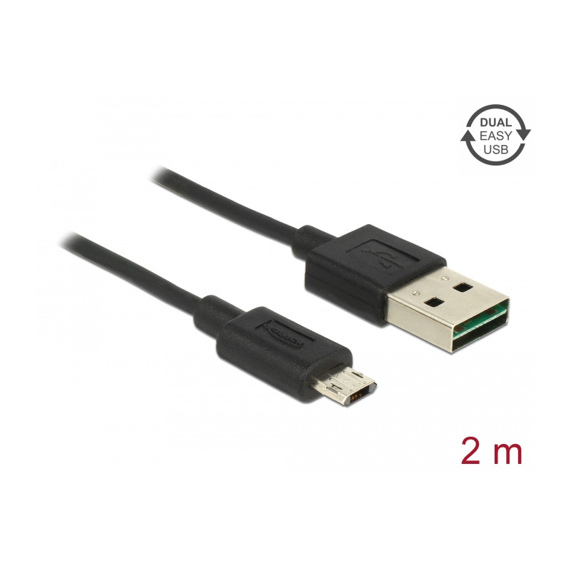Delock Kabel EASY-USB 2.0 Typ-A Stecker - EASY-USB 2.0 Typ Micro-B Stecker 2 m schwarz