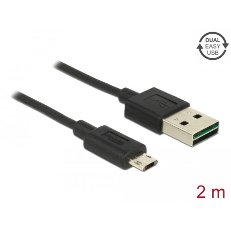 Delock Kabel EASY-USB 2.0 Typ-A Stecker - EASY-USB 2.0 Typ Micro-B Stecker 2 m schwarz