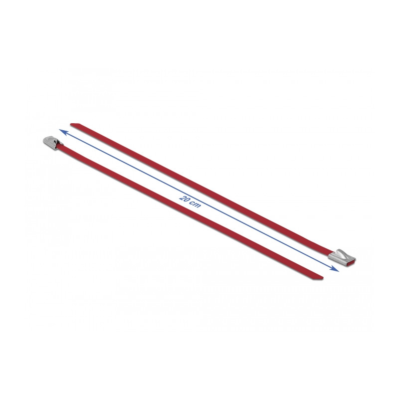 Delock Edelstahlkabelbinder L 200 x B 4,6 mm rot 10 Stück