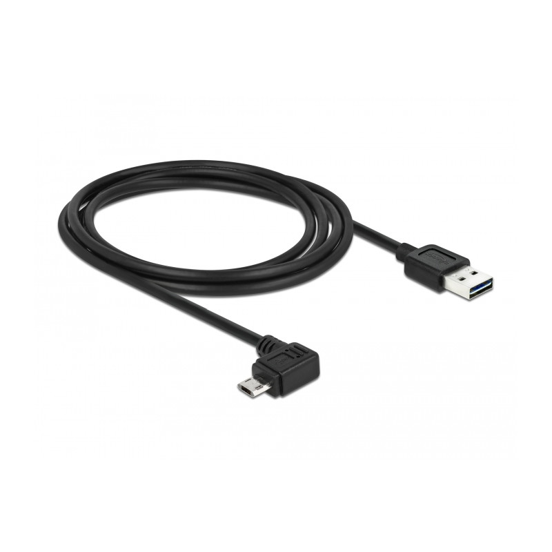 Delock Kabel EASY-USB 2.0 Typ-A Stecker - EASY-USB 2.0 Typ Micro-B Stecker gewinkelt links / rechts 2 m schwarz