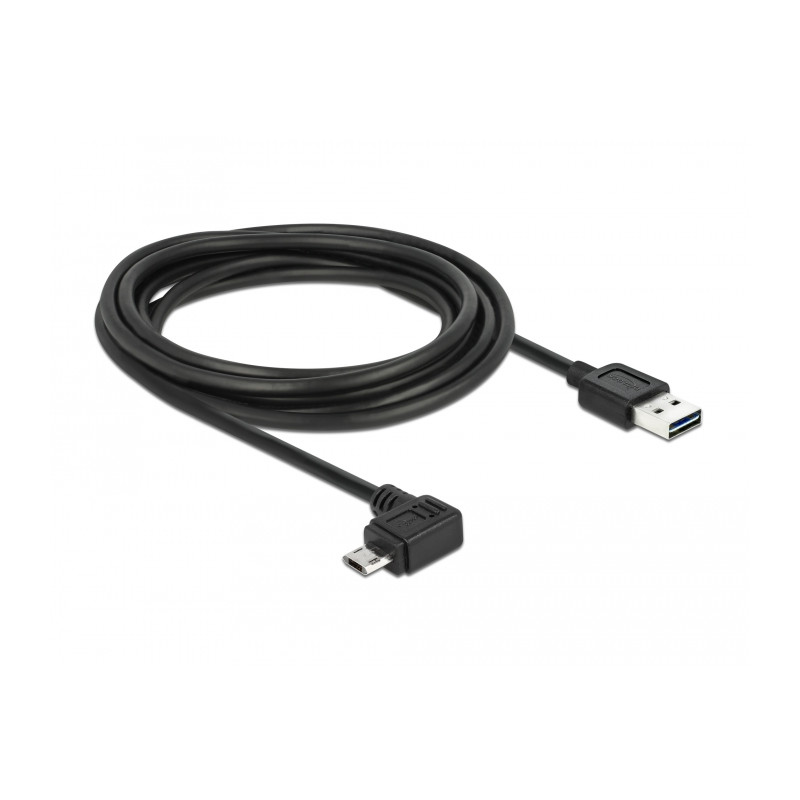 Delock Kabel EASY-USB 2.0 Typ-A Stecker - EASY-USB 2.0 Typ Micro-B Stecker gewinkelt links / rechts 3 m schwarz