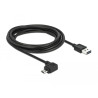 Delock Kabel EASY-USB 2.0 Typ-A Stecker - EASY-USB 2.0 Typ Micro-B Stecker gewinkelt links / rechts 3 m schwarz