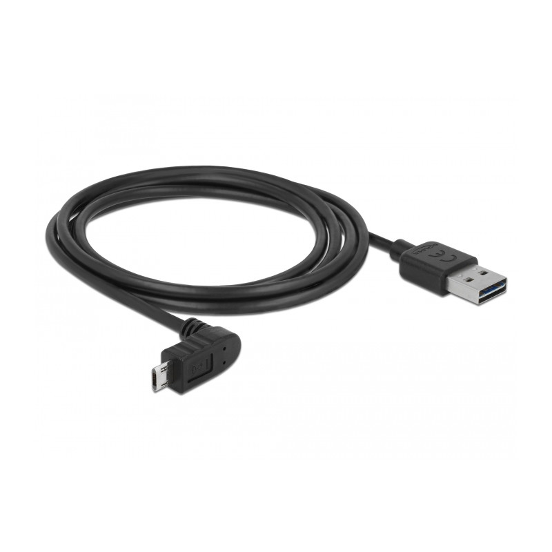 Delock Kabel EASY-USB 2.0 Typ-A Stecker - EASY-USB 2.0 Typ Micro-B Stecker gewinkelt oben / unten 2 m schwarz