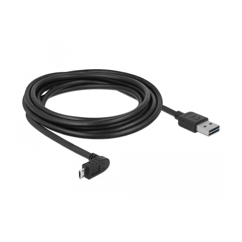 Delock Kabel EASY-USB 2.0 Typ-A Stecker - EASY-USB 2.0 Typ Micro-B Stecker gewinkelt oben / unten 3 m schwarz