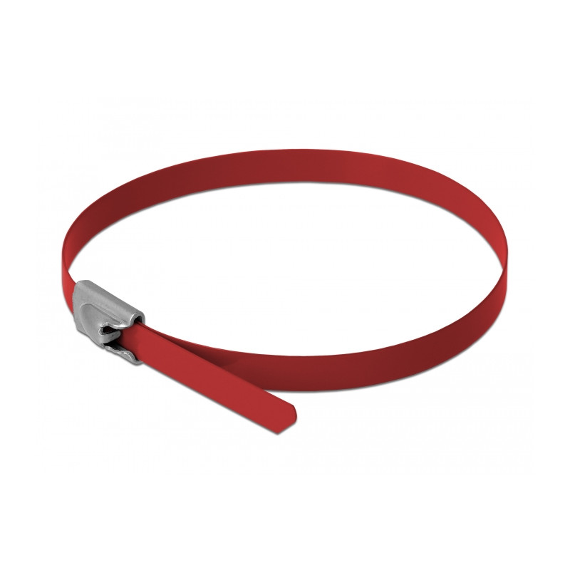 Delock Edelstahlkabelbinder L 300 x B 4,6 mm rot 10 Stück