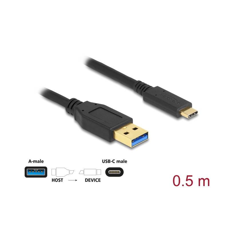 Delock USB 10 Gbps Kabel Typ-A zu USB Type-C™ 0,5 m