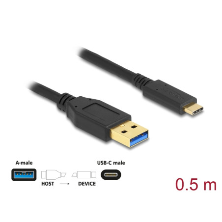 Delock USB 10 Gbps Kabel Typ-A zu USB Type-C™ 0,5 m