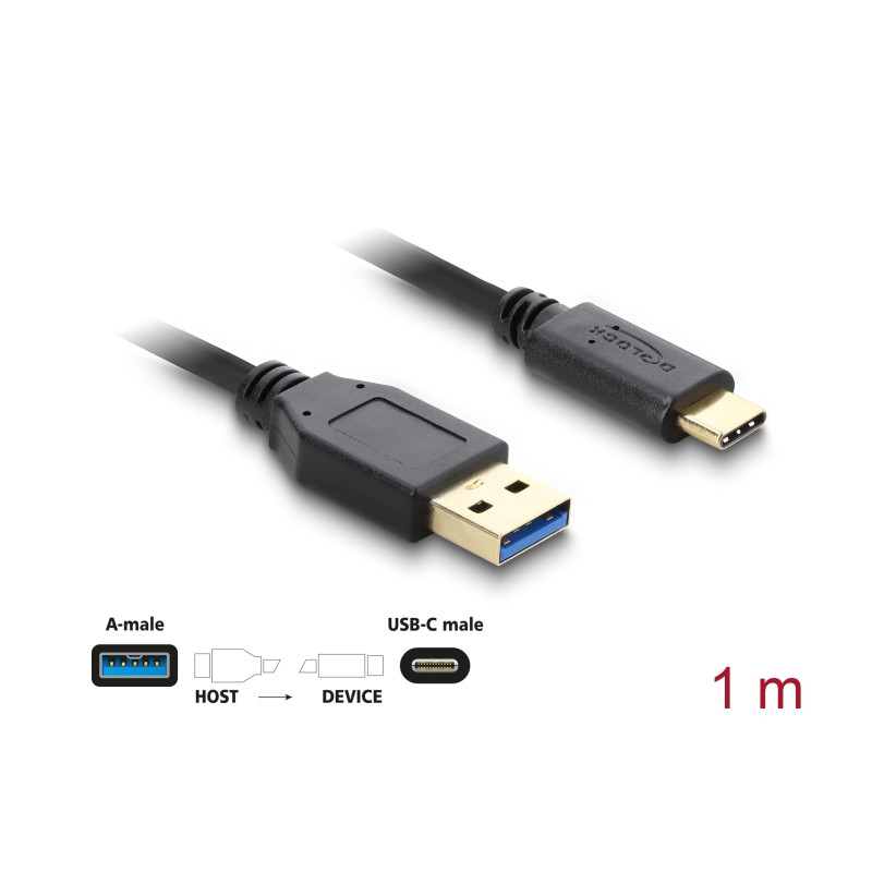 Delock USB 10 Gbps Kabel Typ-A zu USB Type-C™ 1 m