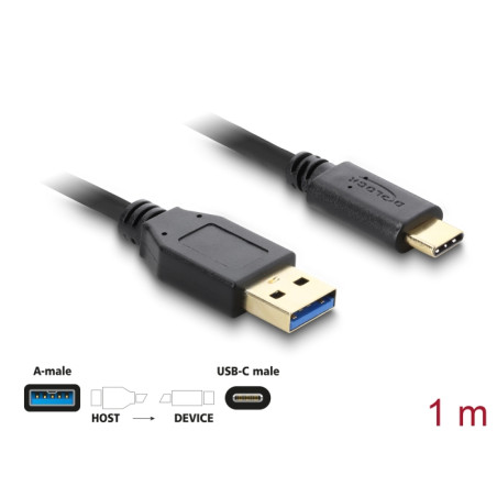 Delock USB 10 Gbps Kabel Typ-A zu USB Type-C™ 1 m