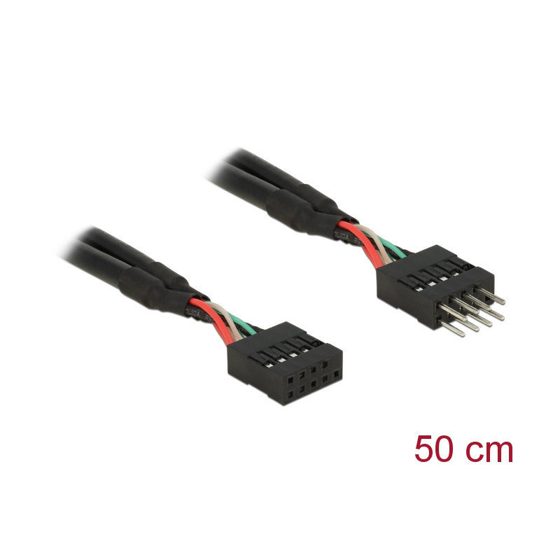 Delock USB 2.0 10 Pin Verlängerungskabel Pfostenstecker - Pfostenbuchse 50 cm