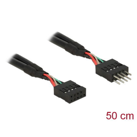 Delock USB 2.0 10 Pin Verlängerungskabel Pfostenstecker - Pfostenbuchse 50 cm