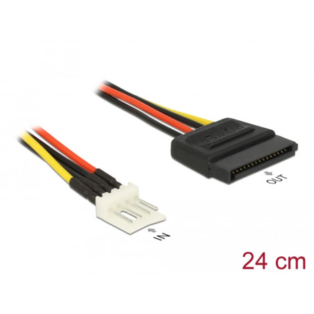 Delock Stromkabel SATA 15 Pin Buchse - 4 Pin Floppy Stecker 24 cm
