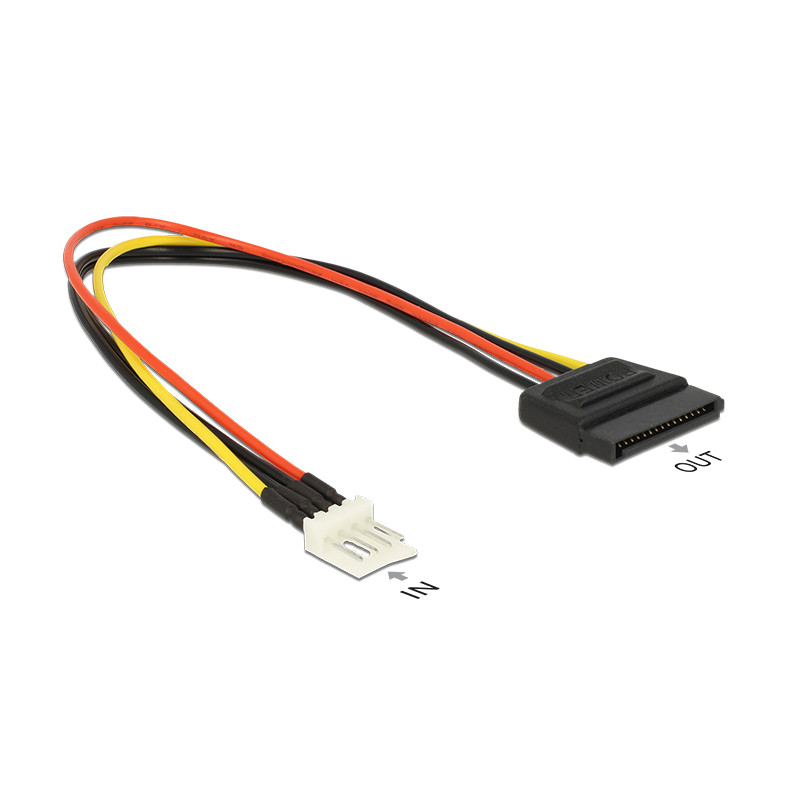 Delock Stromkabel SATA 15 Pin Buchse - 4 Pin Floppy Stecker 24 cm